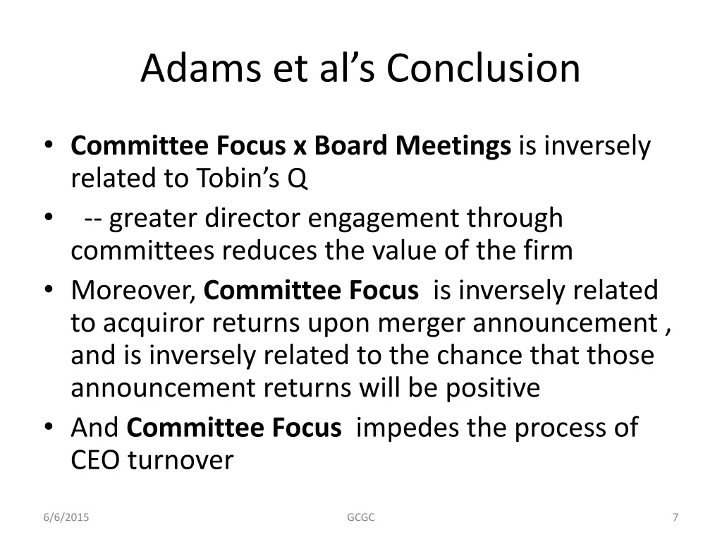 adams et al s conclusion