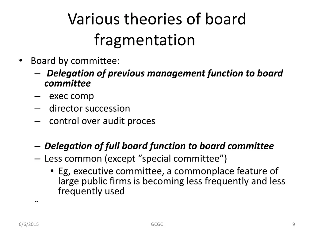various theories of board fragmentation board