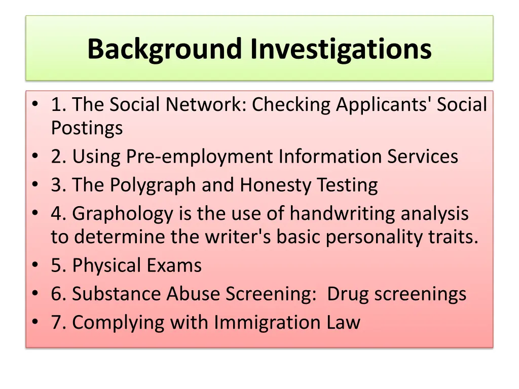 background investigations