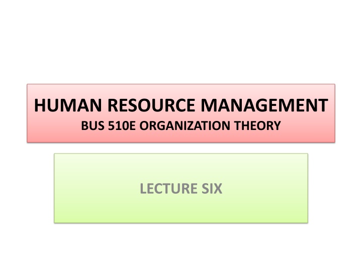 human resource management bus 510e organization