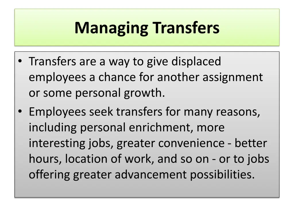 managing transfers