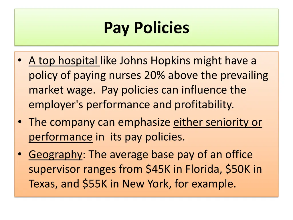 pay policies