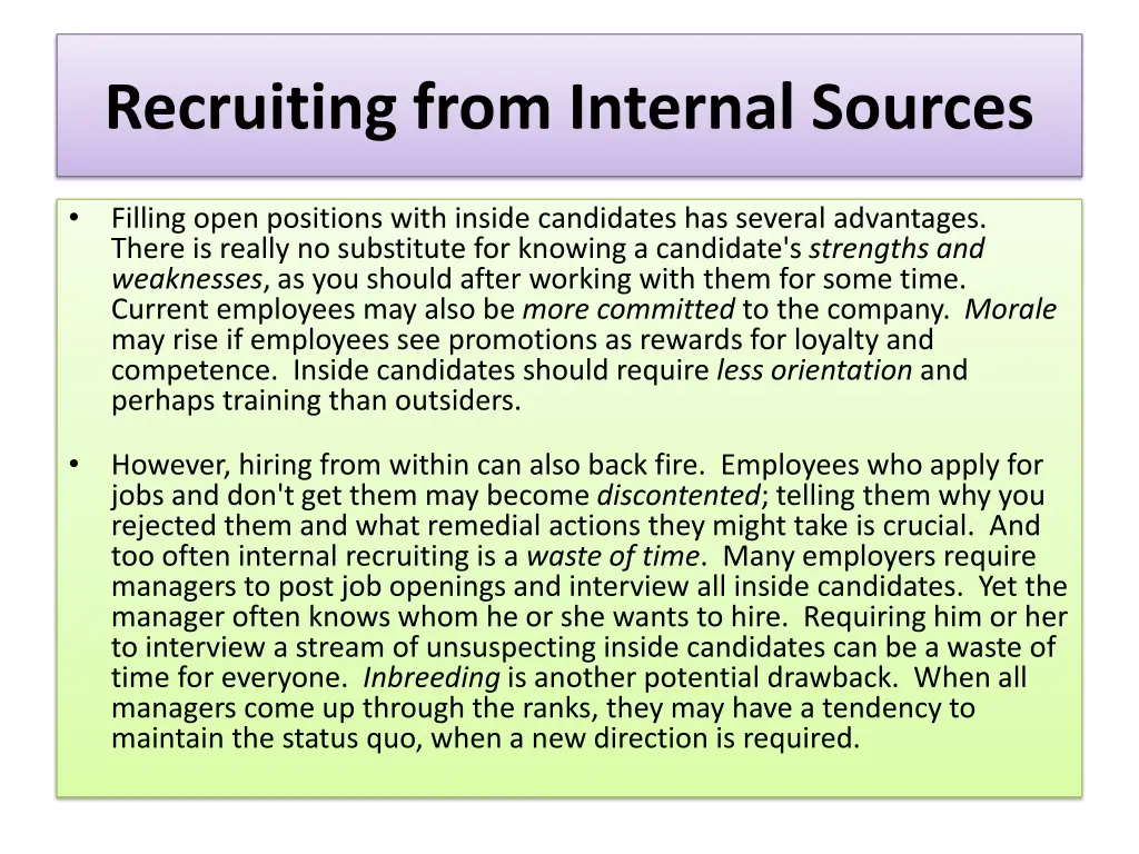 recruiting from internal sources
