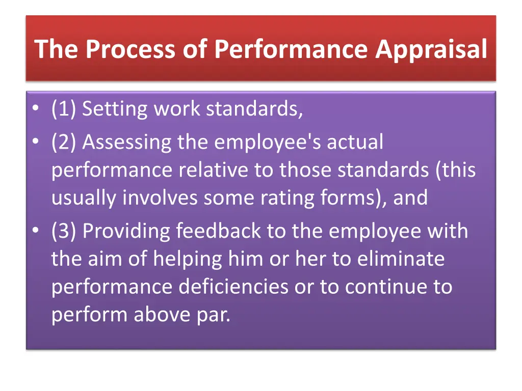 the process of performance appraisal