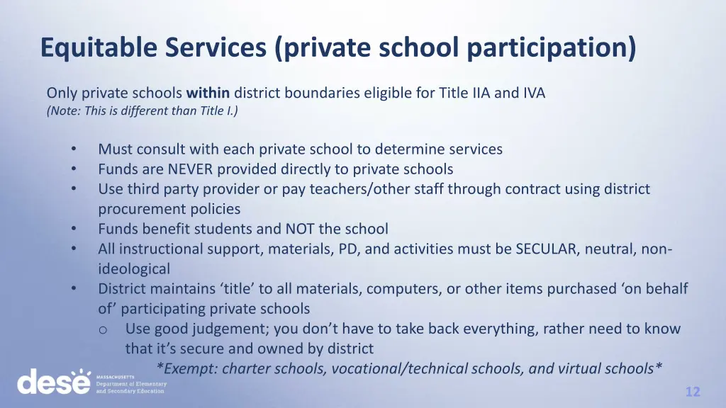 equitable services private school participation