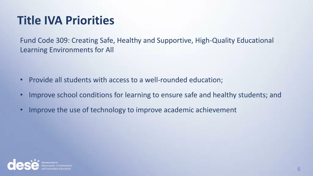 title iva priorities