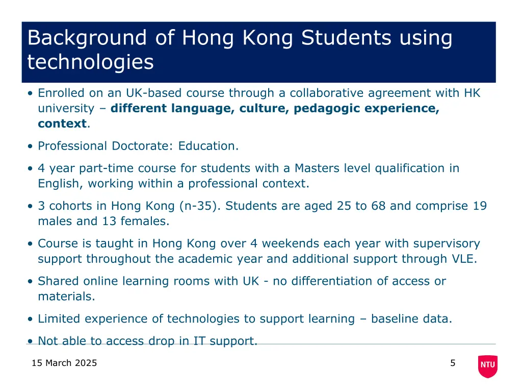 background of hong kong students using