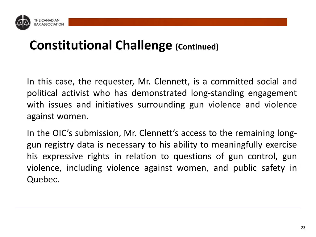 constitutional challenge continued