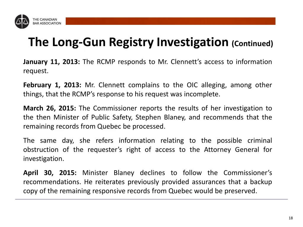 the long gun registry investigation continued 1
