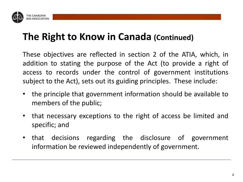 the right to know in canada continued 1