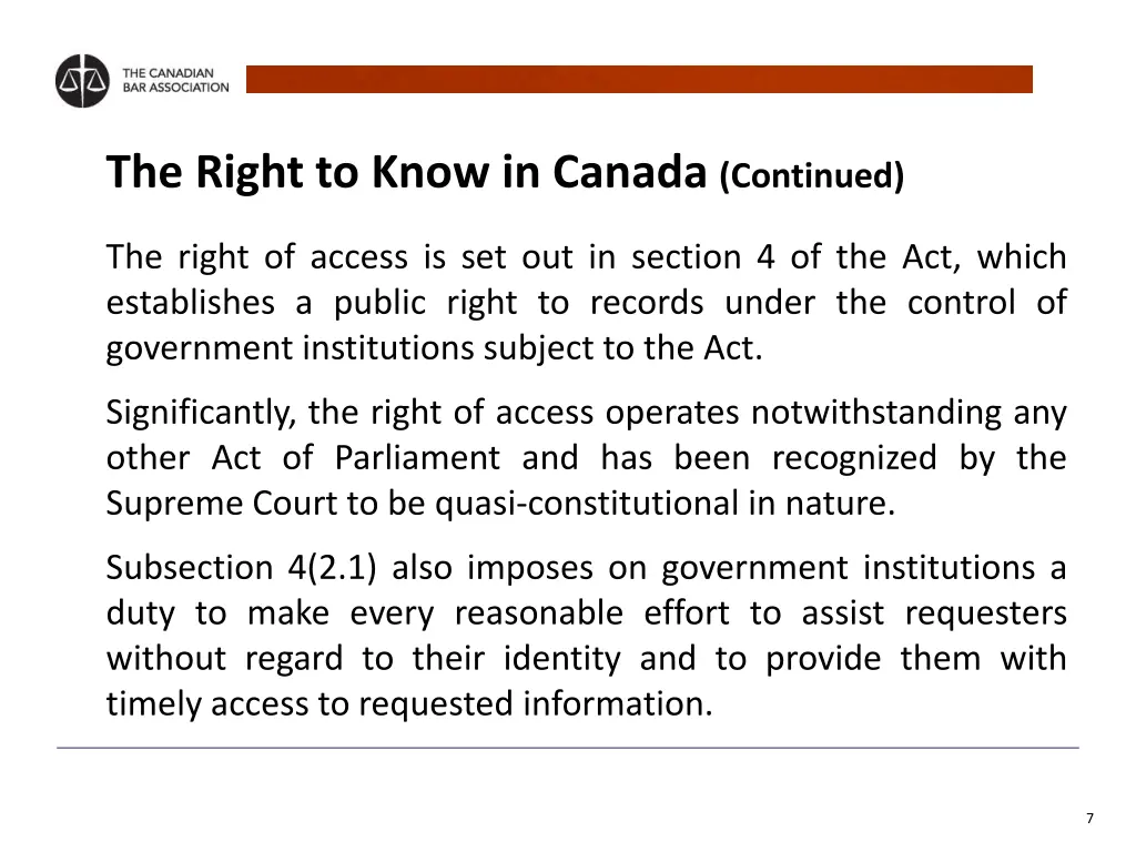the right to know in canada continued 2