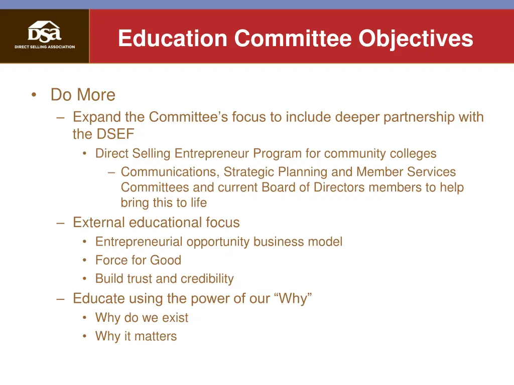 education committee objectives 4