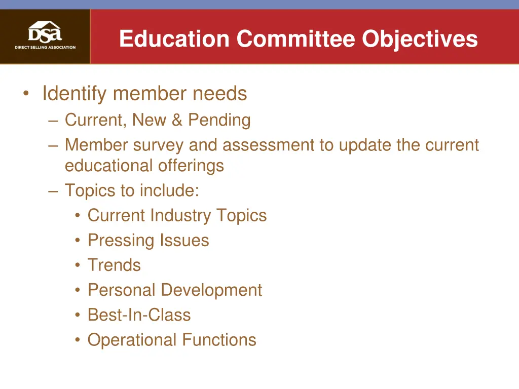 education committee objectives