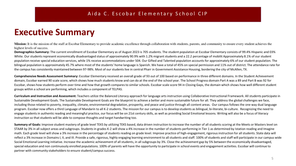 aida c escobar elementary school cip 3
