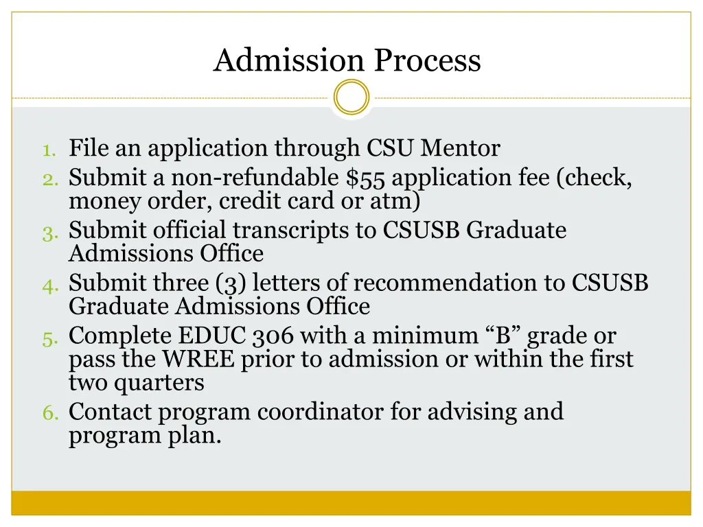 admission process