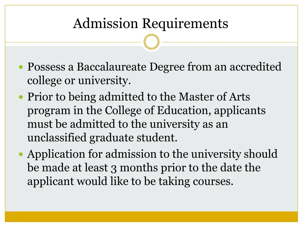 admission requirements