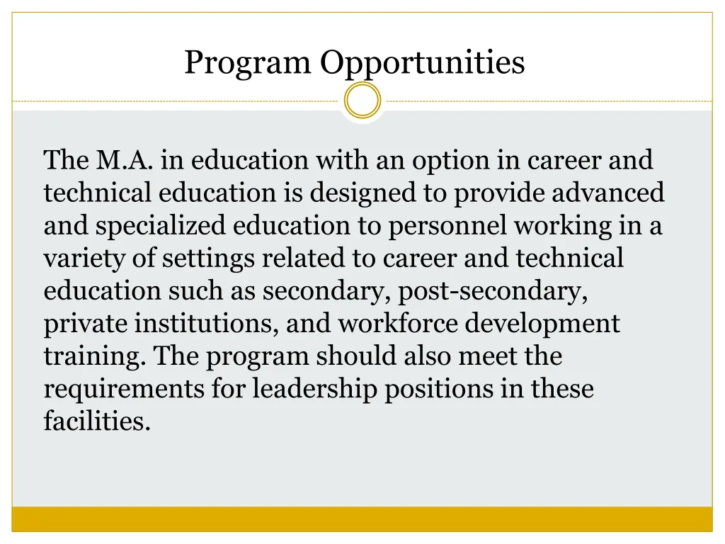 program opportunities