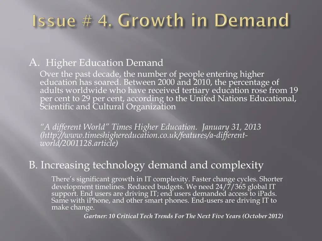 a higher education demand over the past decade