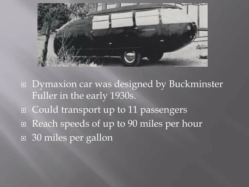 dymaxion car was designed by buckminster fuller
