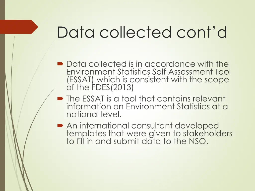 data collected cont d