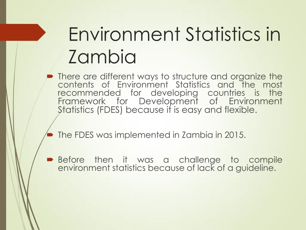 environment statistics in zambia there