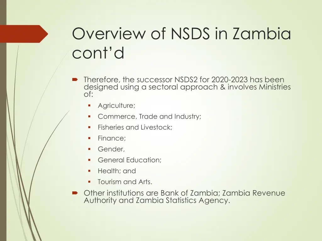 overview of nsds in zambia cont d
