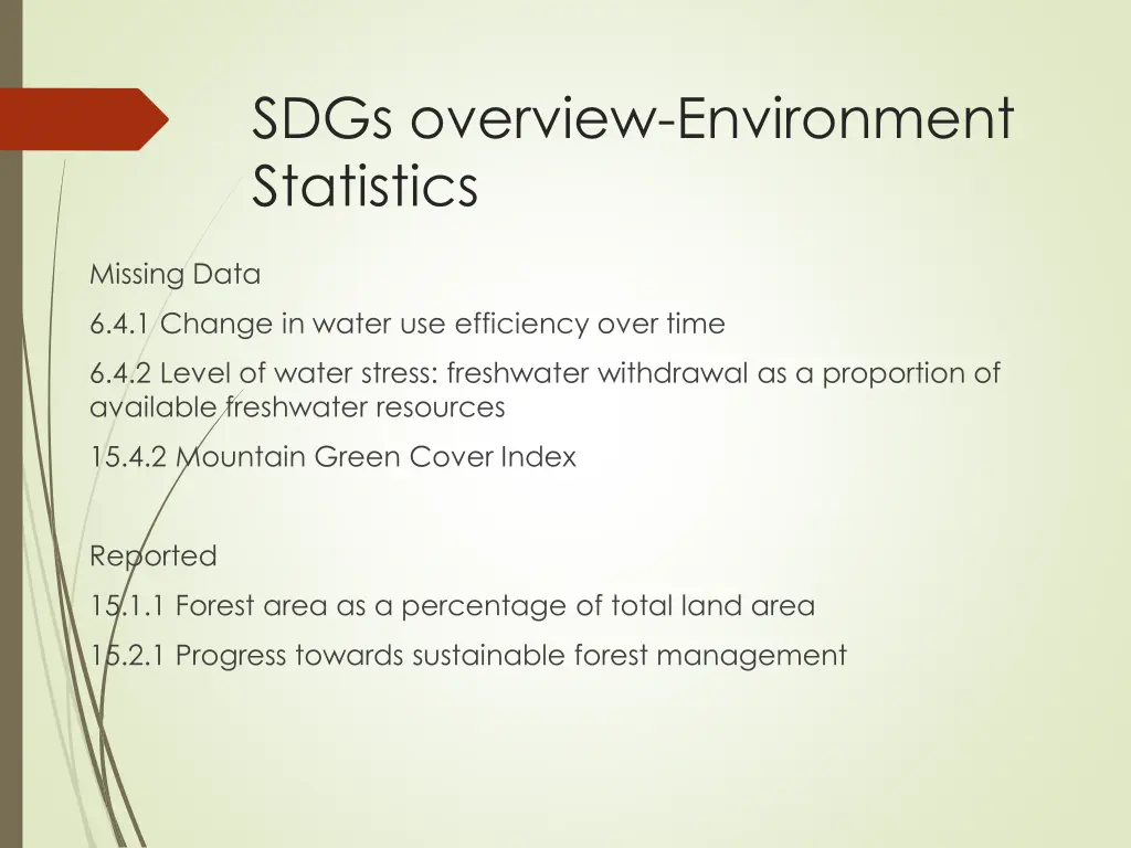 sdgs overview environment statistics