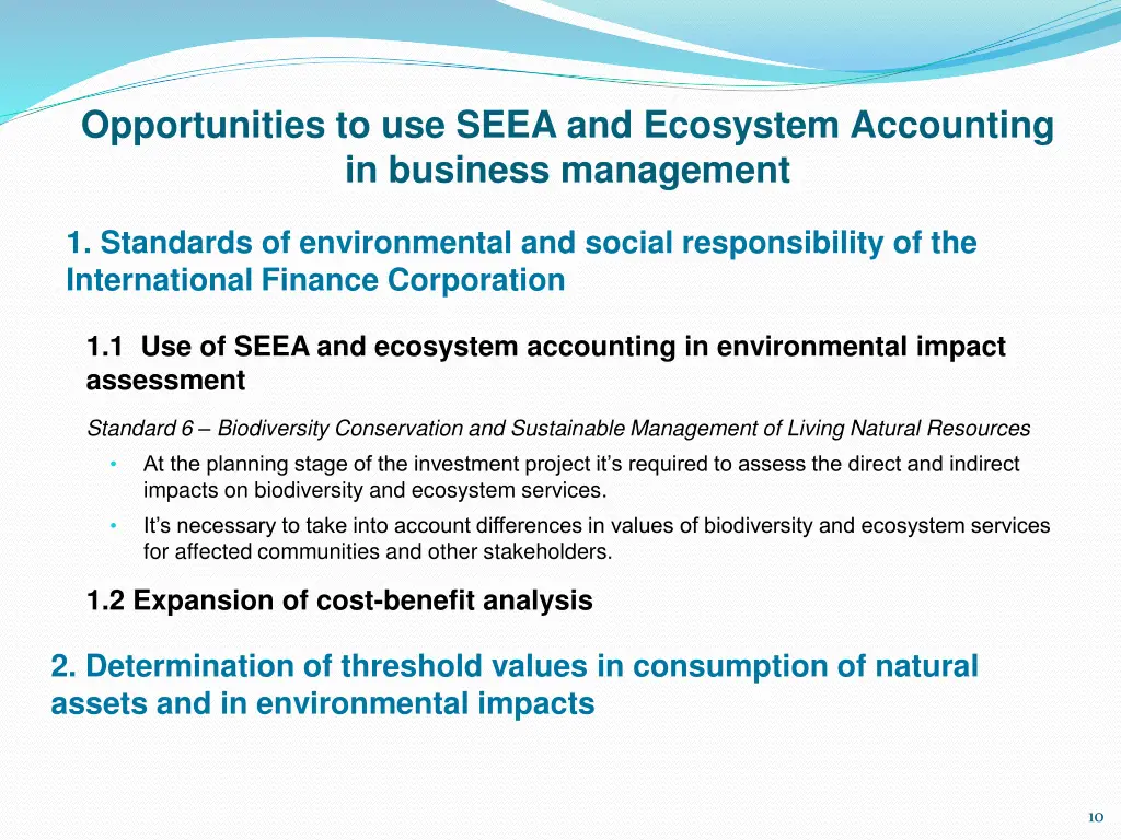 opportunities to use seea and ecosystem 1