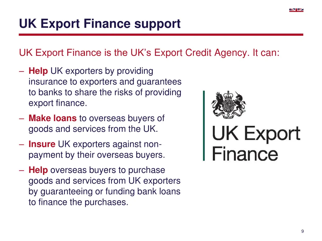 uk export finance support