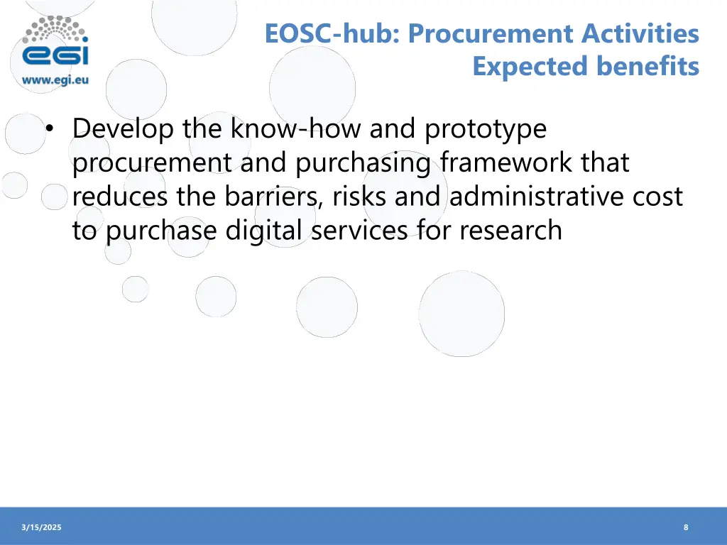 eosc hub procurement activities expected benefits