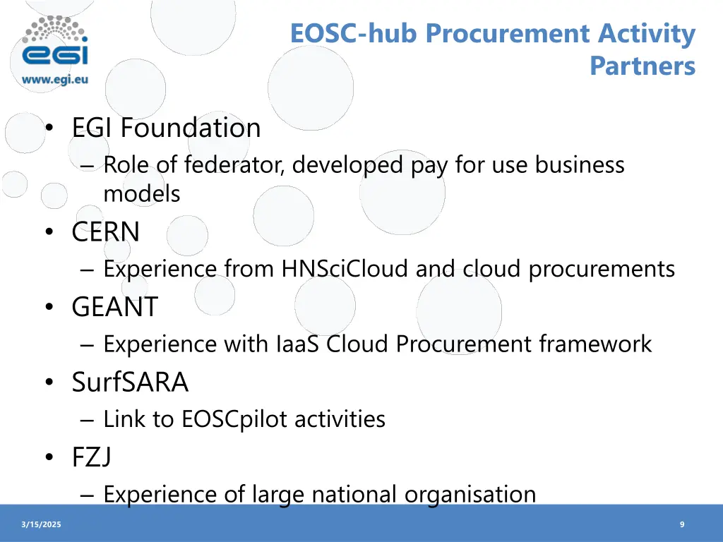 eosc hub procurement activity