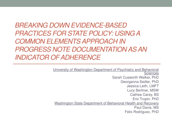 breaking down evidence based practices for state