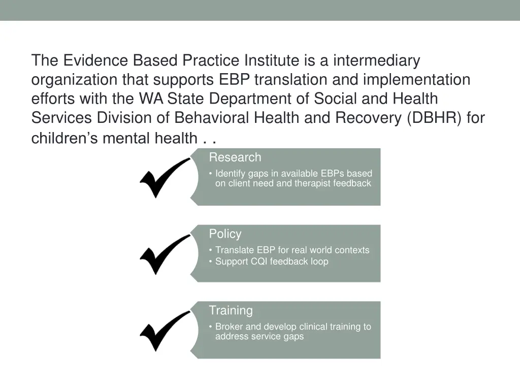 the evidence based practice institute