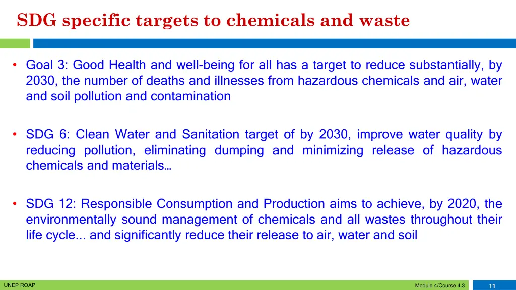 sdg specific targets to chemicals and waste