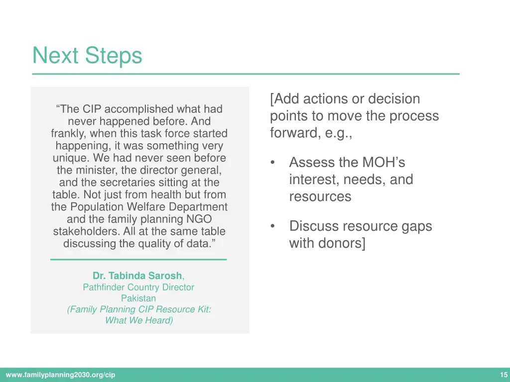 next steps