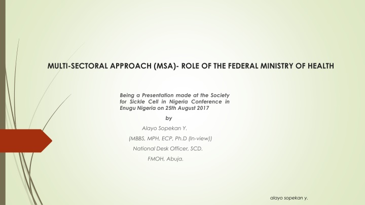 multi sectoral approach msa role of the federal