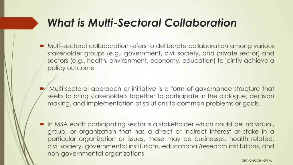 what is multi sectoral collaboration