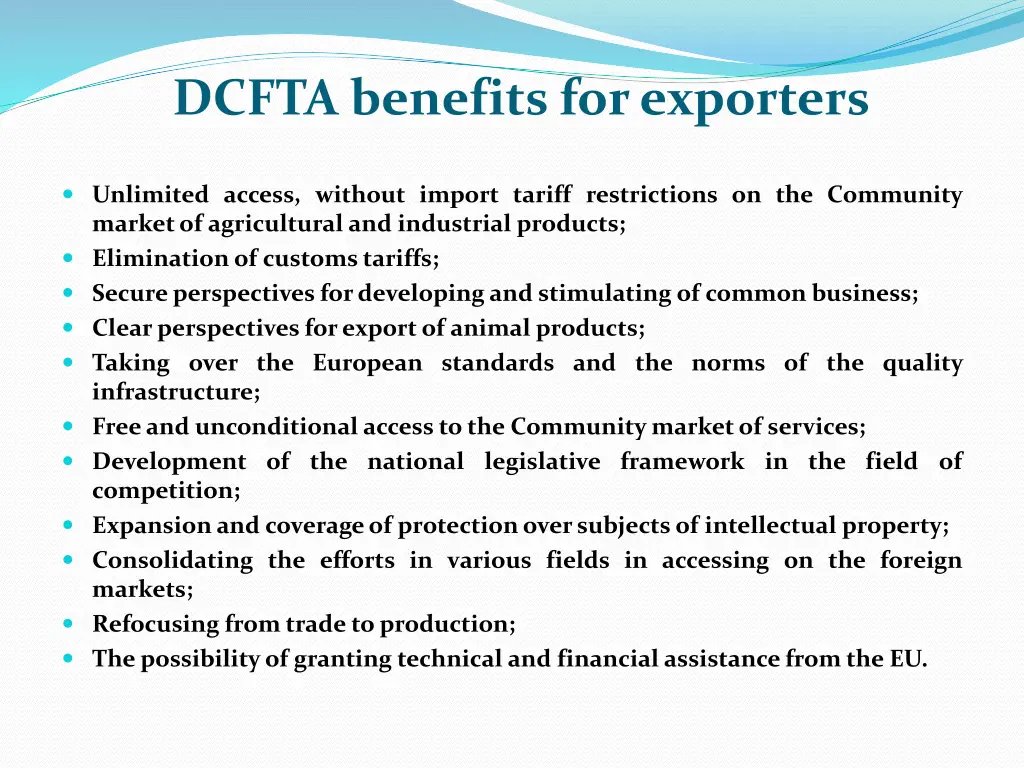 dcfta benefits for exporters