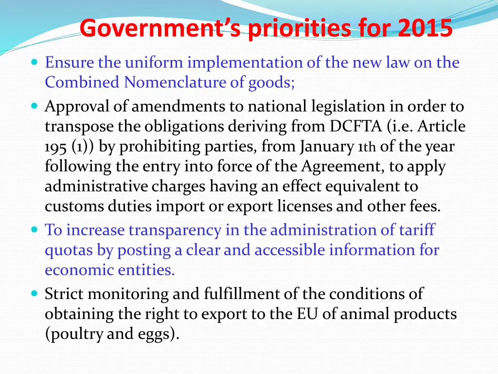 government s priorities for 2015