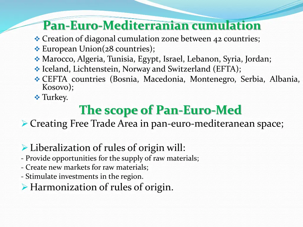 pan euro mediterranian cumulation creation