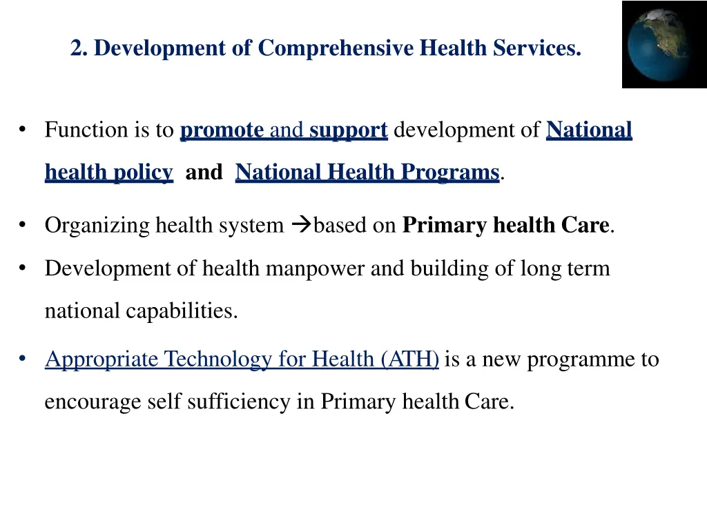 2 development of comprehensive health services