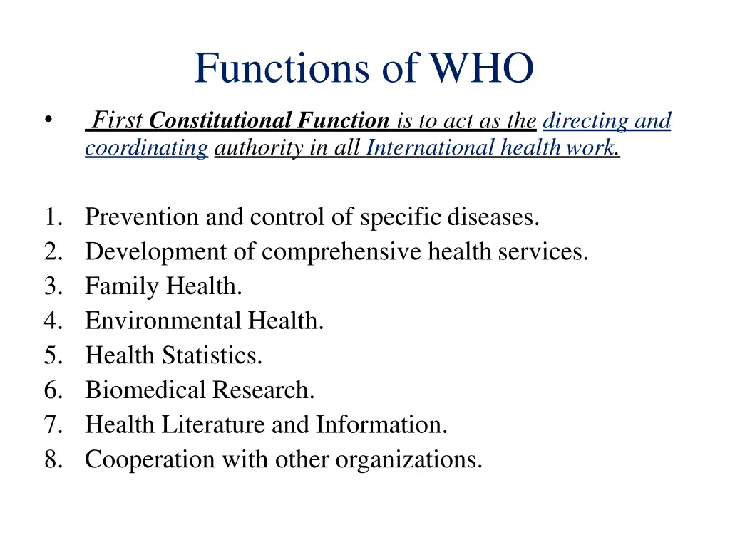 functions of who first constitutional function