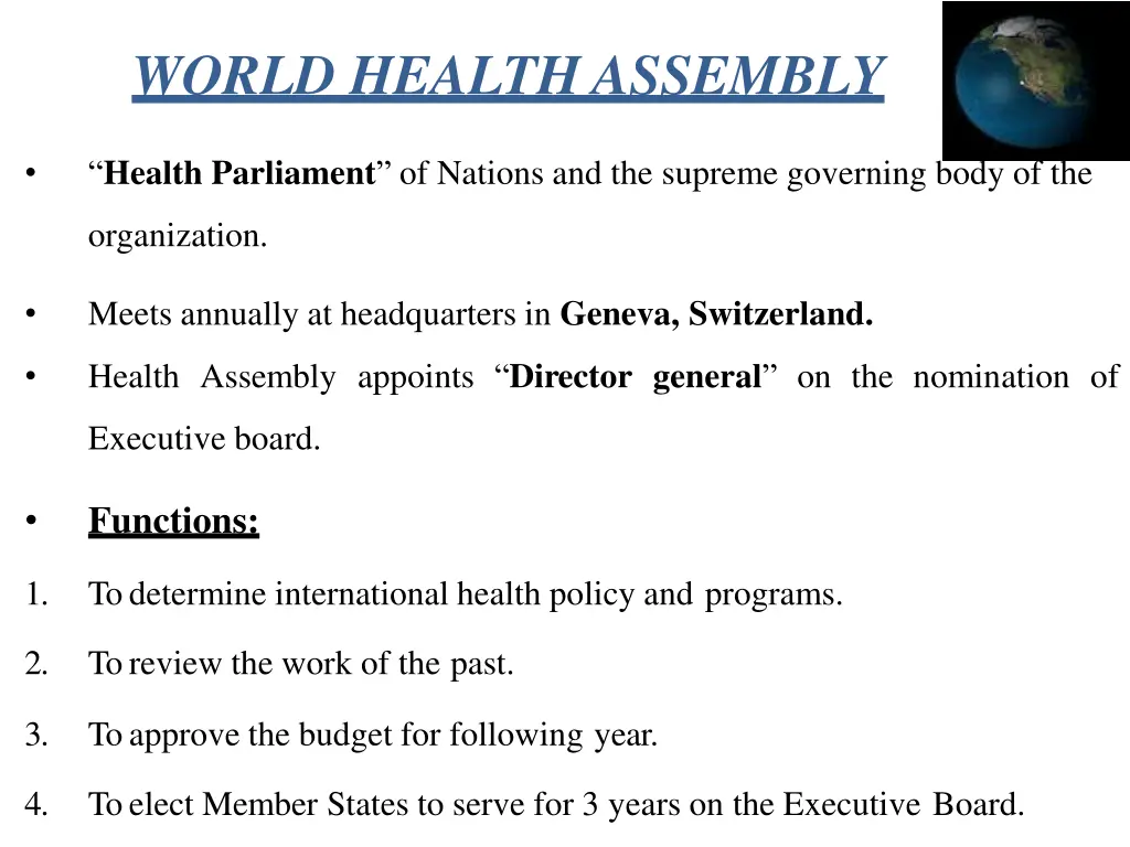 world health assembly