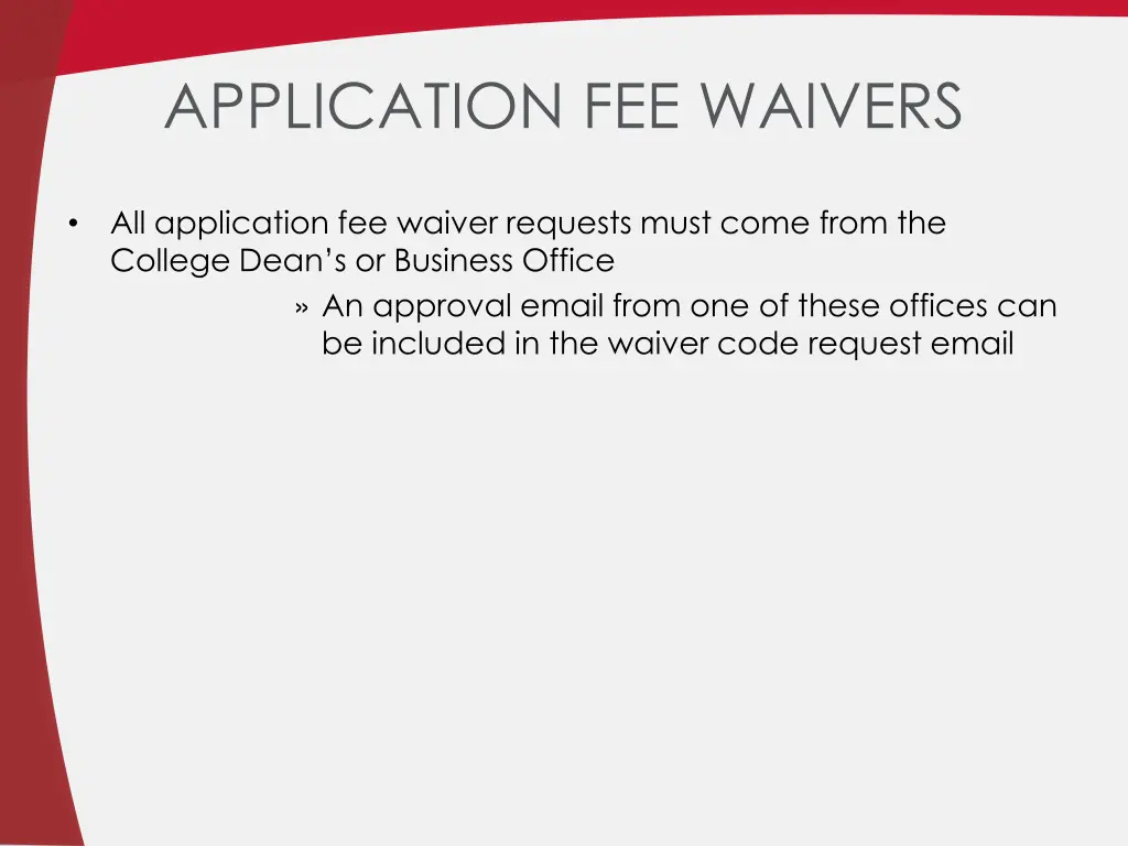 application fee waivers