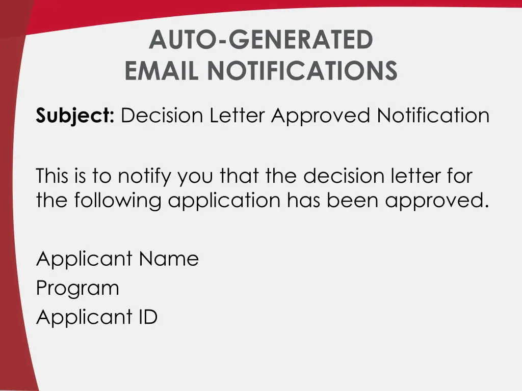 auto generated email notifications