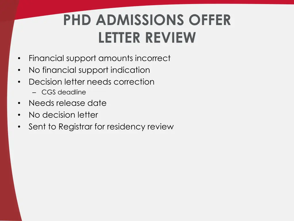 phd admissions offer letter review