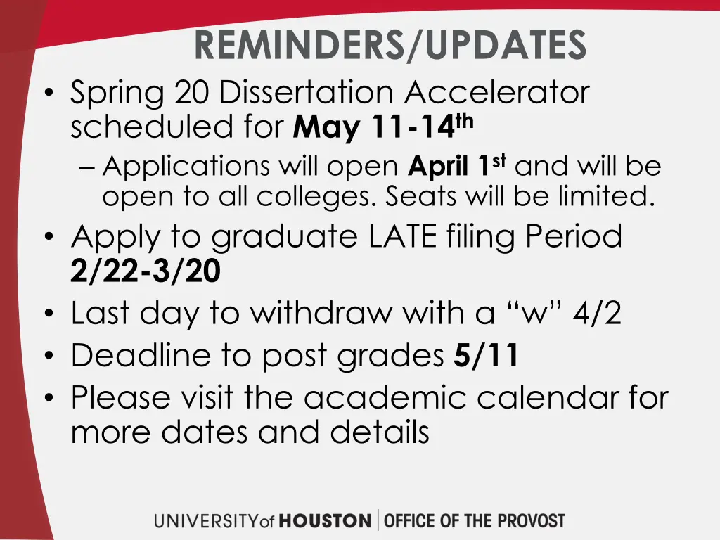 reminders updates spring 20 dissertation