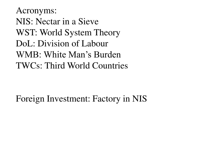 acronyms nis nectar in a sieve wst world system