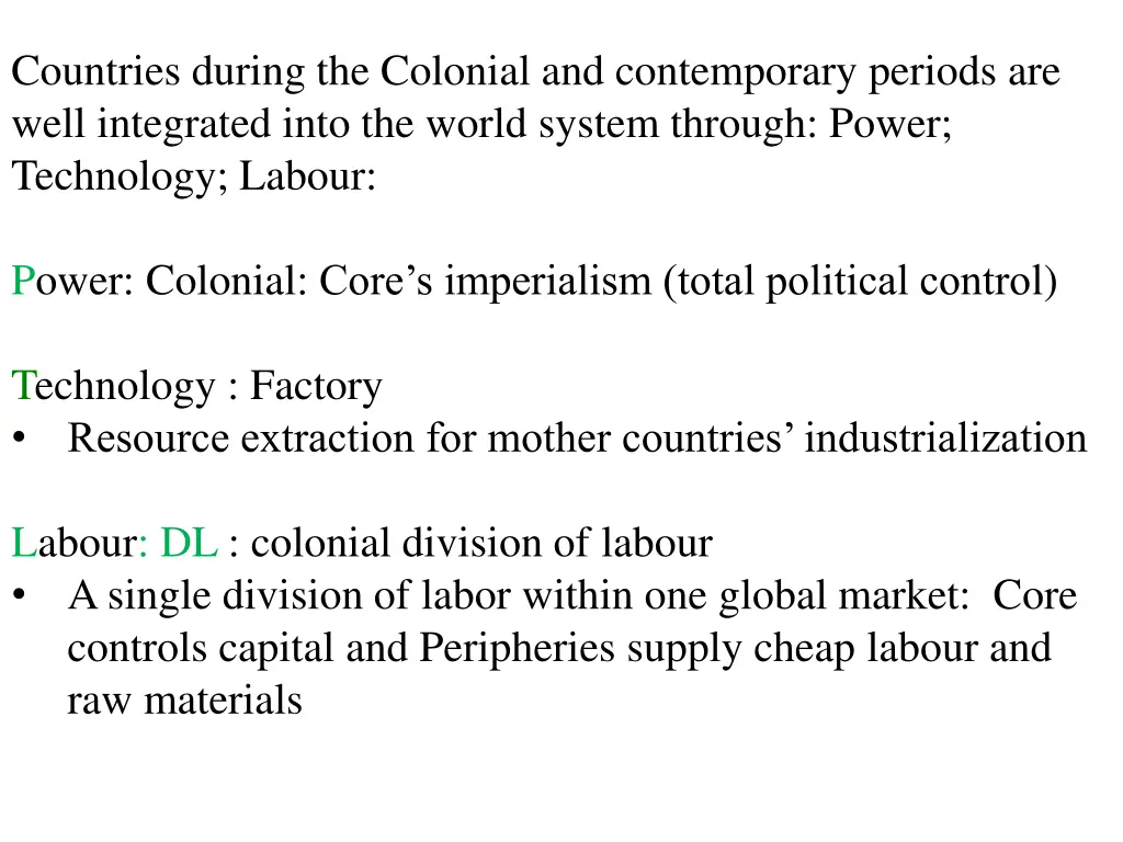 countries during the colonial and contemporary