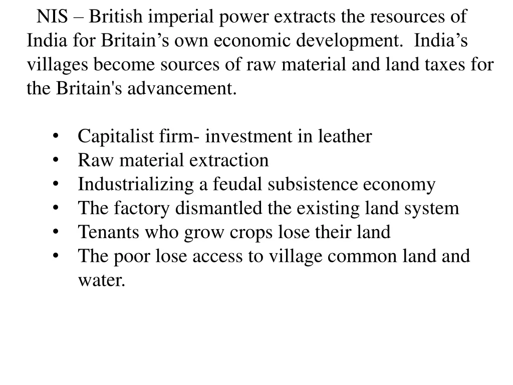 nis british imperial power extracts the resources